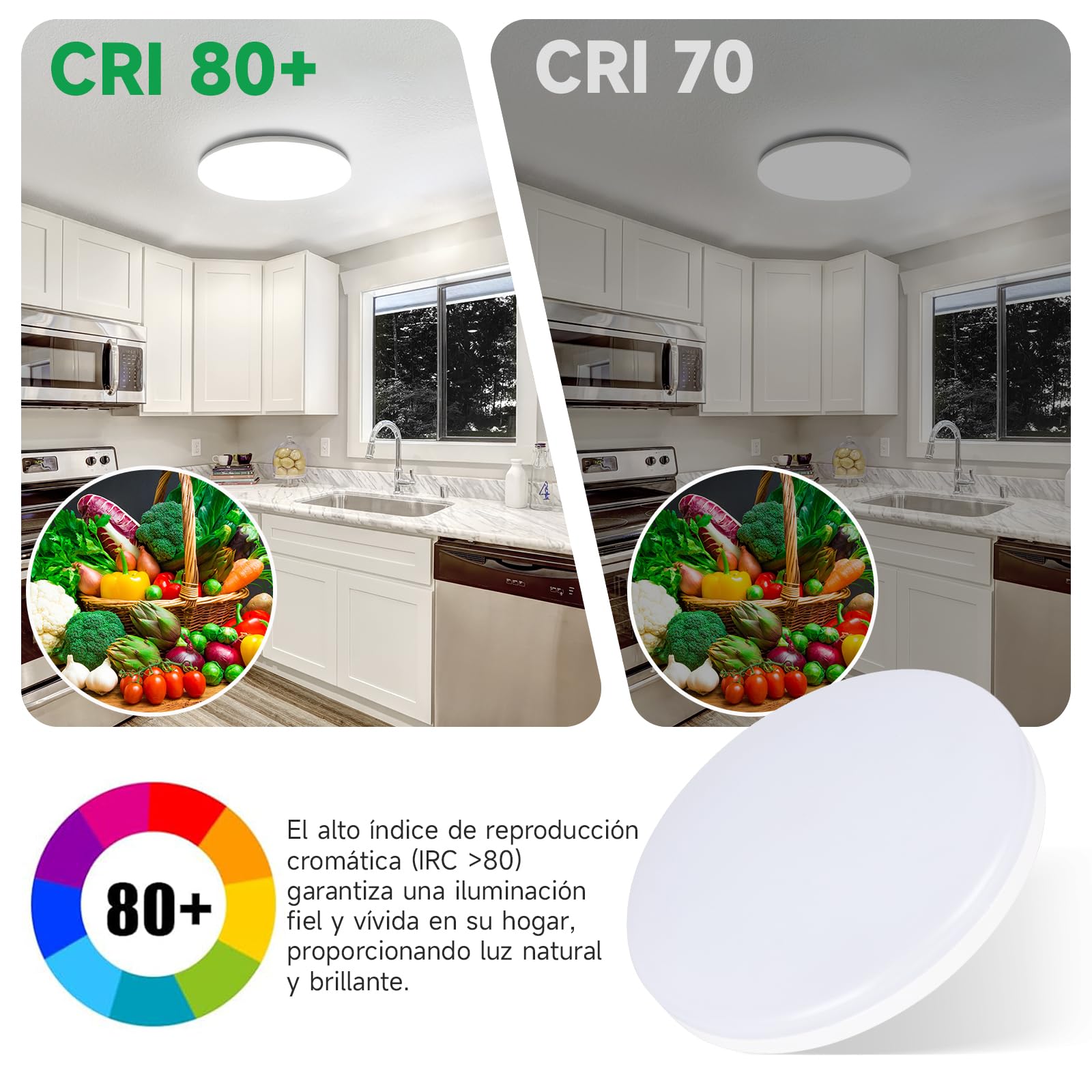 Pack 2 Plafoniera LED Soffitto Baño IP65, 17W 2335lm (150W), Blanco Neutro 4000K, Redondo 22cm - Resistente a Humedad