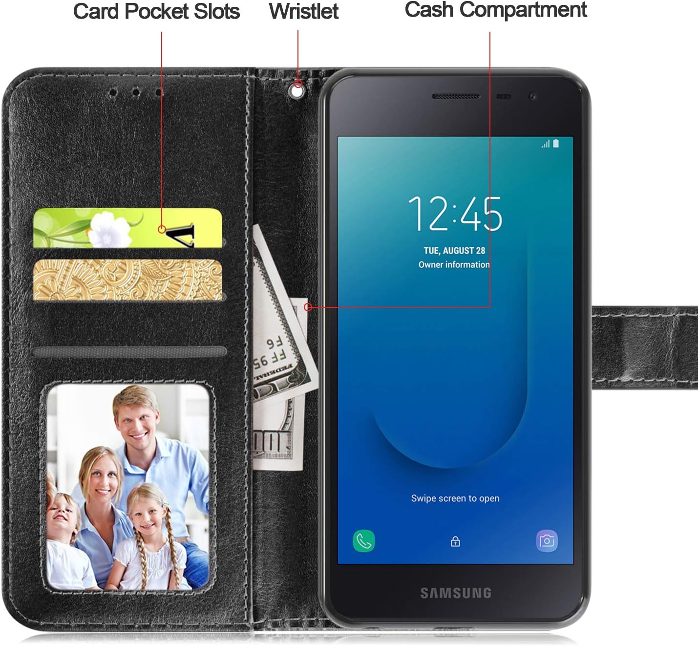 CaseTank for Samsung Galaxy J2 Case,Galaxy J2 Core Case/Galaxy J2 Dash Case/Galaxy j2 Pure,Galaxy J260,Galaxy J2 Shine Case W Built-in Screen Protector Armor Swivel Combo Holster Kickstand, Black