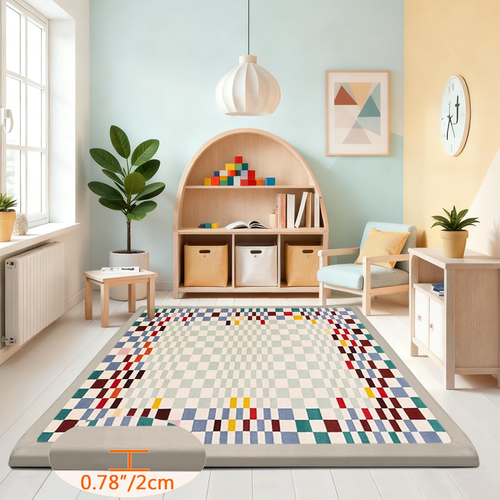 2cm Dicke Faltbare Krabbelmatte Baby, Spielmatte mit Rutschfester Unterseite, Weiche Bodenmatte aus Memory-Schaum, Teppich Kinderzimmer, Spielmatten für Laufgitter 200 x 280cm