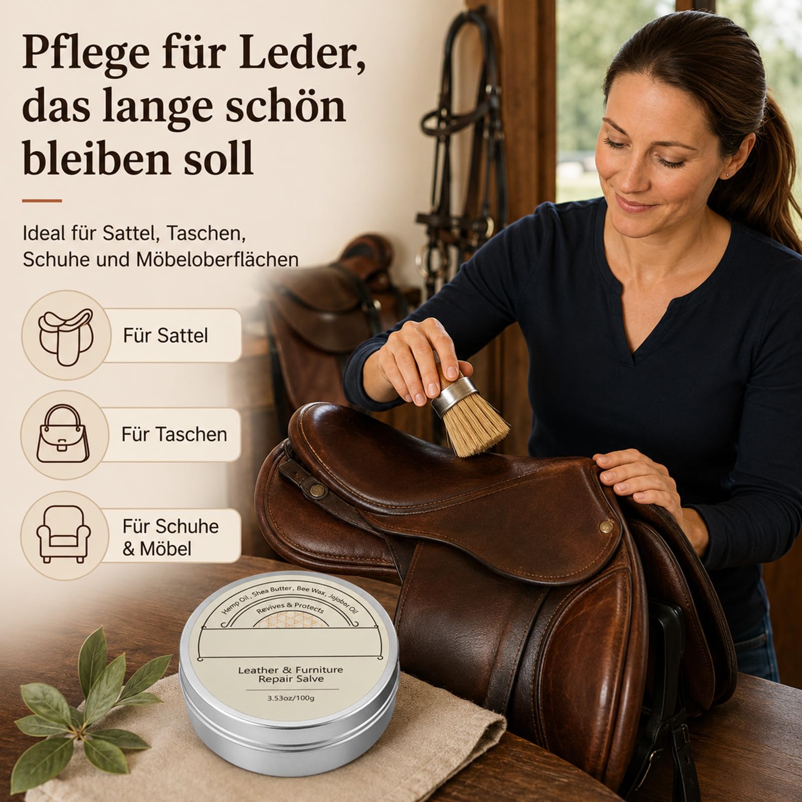 LederKur Die alte Sattlersalbe für Leder, Lederpflegebalsam, 100 g (2)