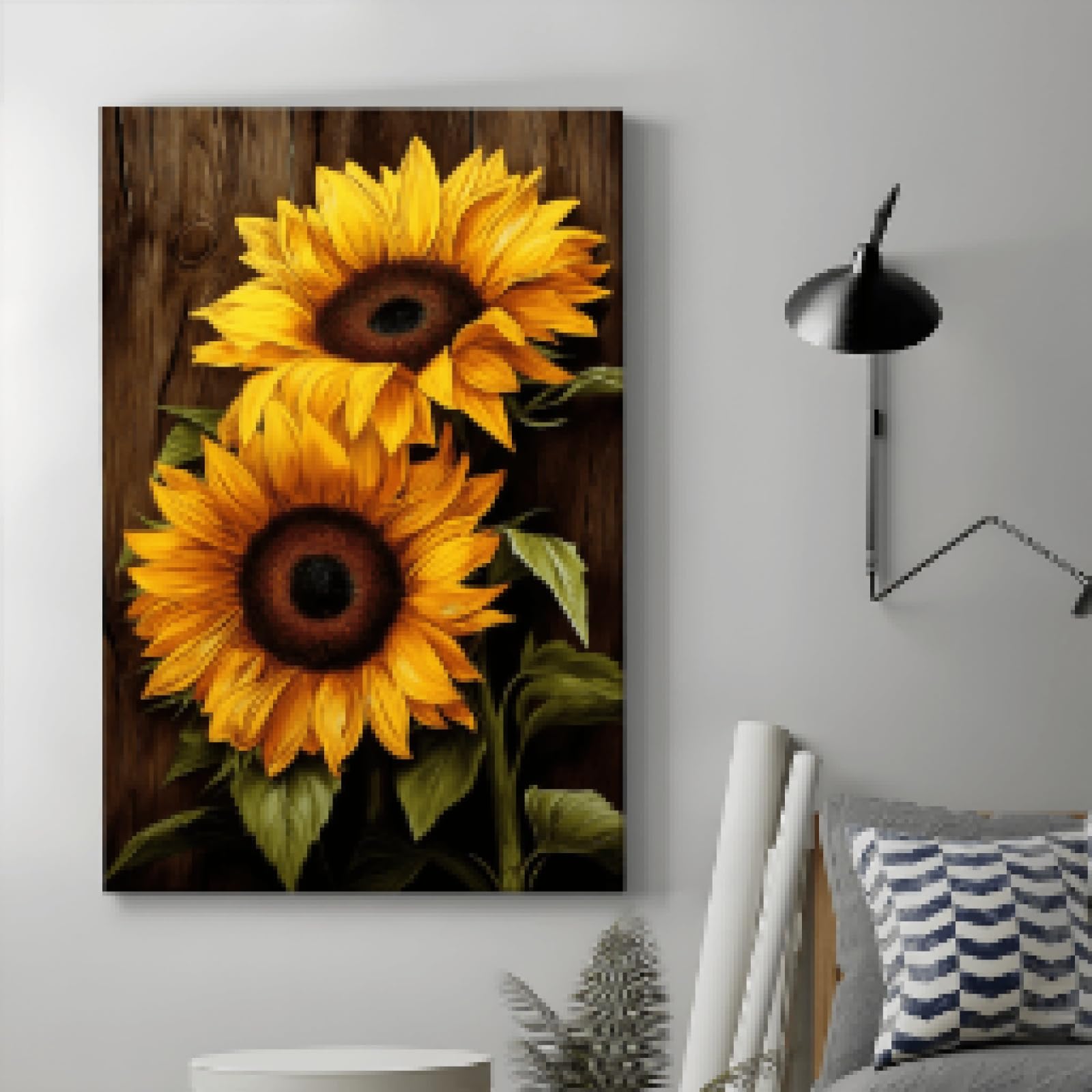lianyibo plakat ścienny na płótnie, słoneczniki, do sypialni, salonu, korytarza, dekoracja ścienna zimowa rama, 70 x 110 cm