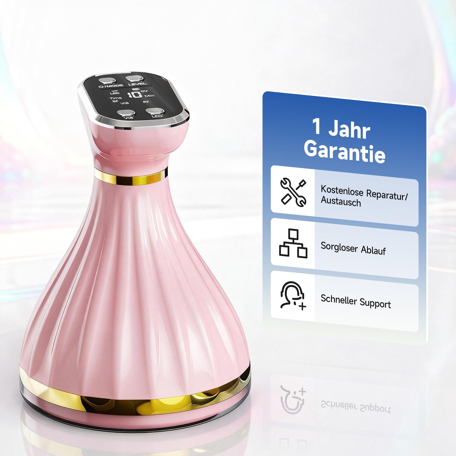 6-in-1 Kavitationsgerät Anti-Fett-Massagegerät mit Ultraschall-RF, EMS, rotem/blauem Licht, für Gesicht und Körper
