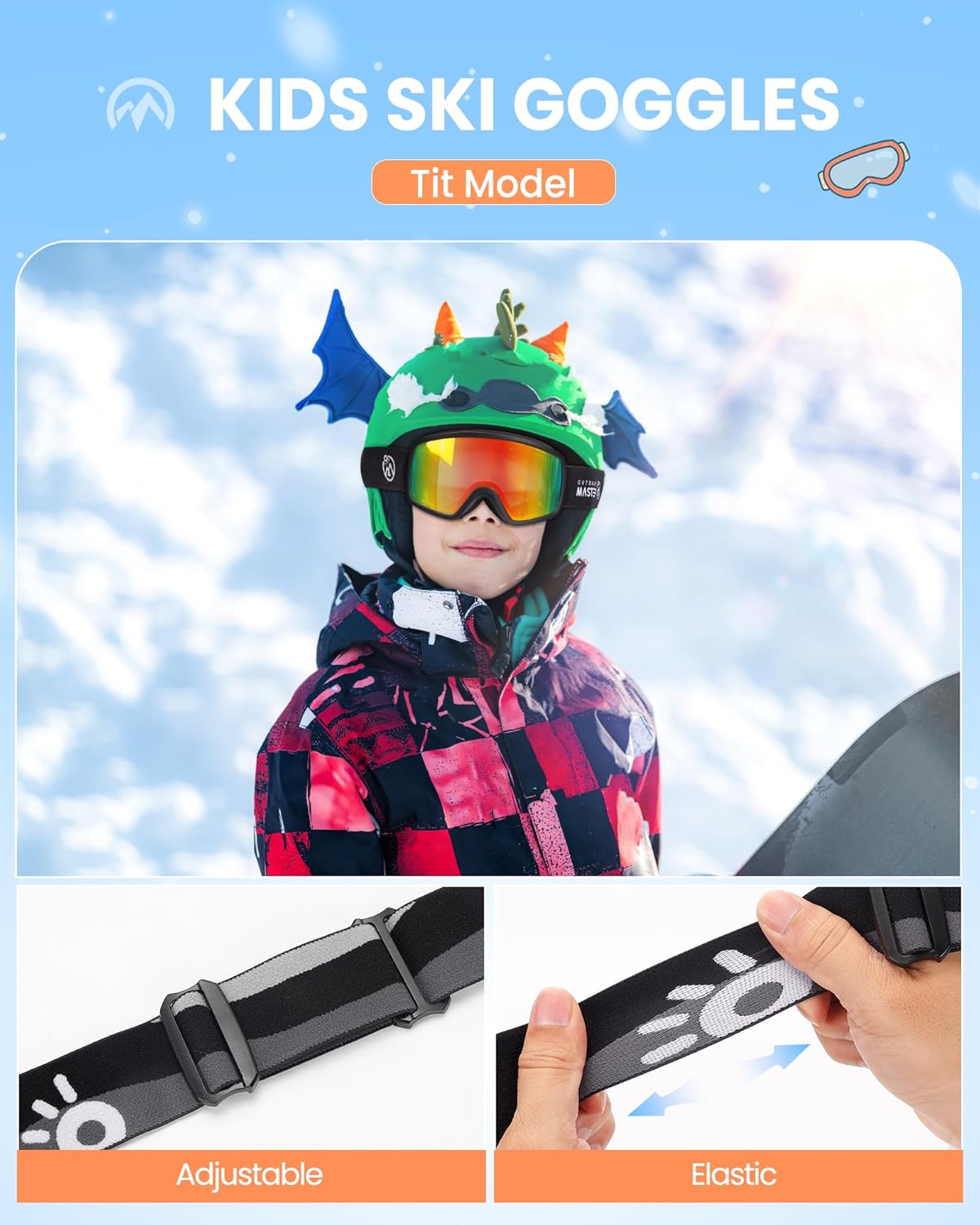 OutdoorMaster Kids Ski Goggles OTG Snowboard Goggles with 100% UV Protection Kids Snow Goggles for Boys Girls Toddler