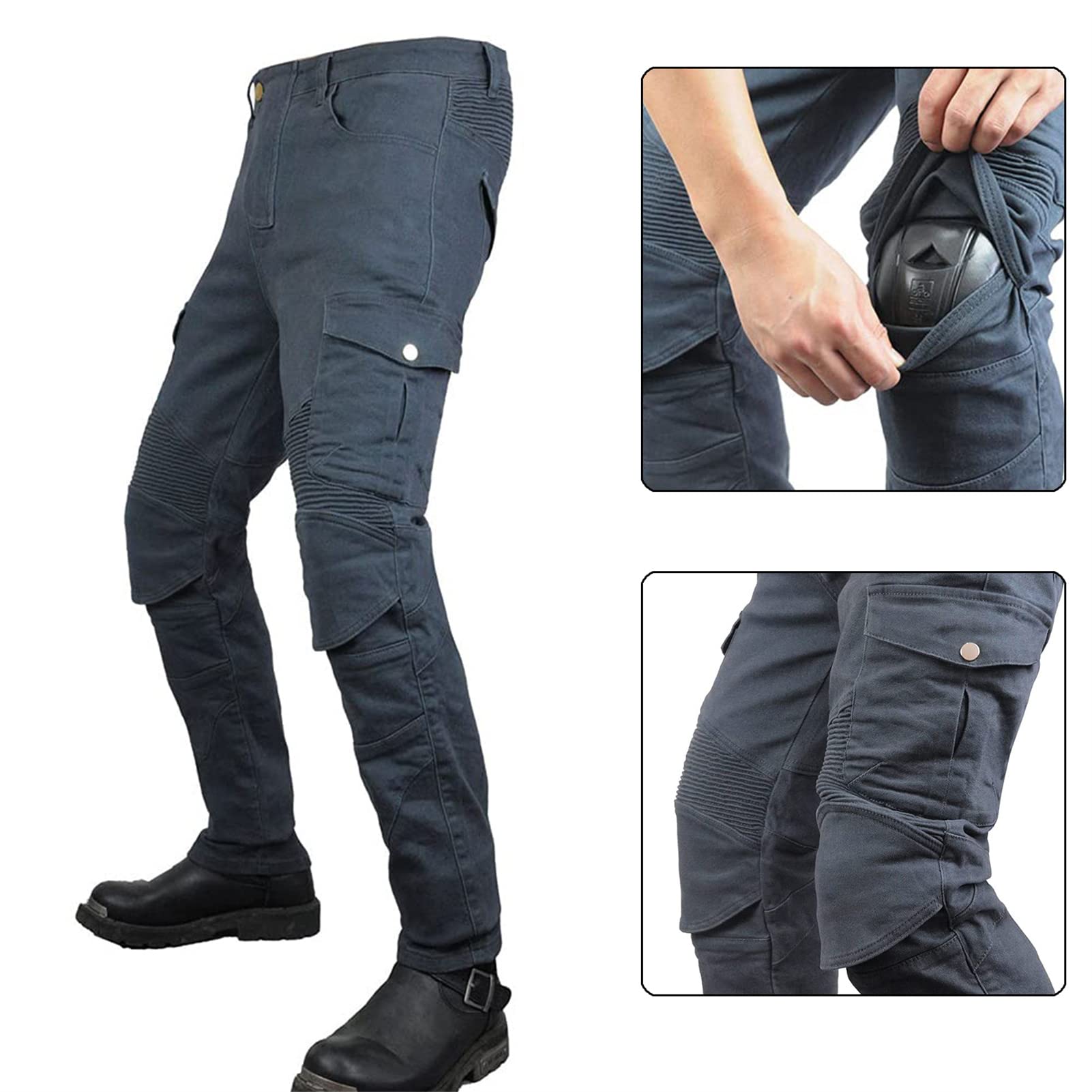 Jeans Moto SHUOJIA Homme - Renforcé, 4 Protections Amovibles, Denim Stretch
