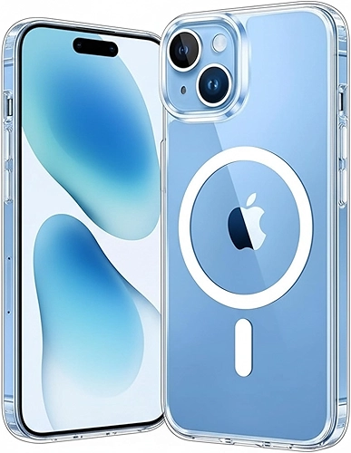 Capa Mag-Safe para [iPhone 15] Capinha Slim Premium Magnética com [Proteção de Câmera] Clear Case Transparente [Anti-Amarelamento], Compatível com MagSafe, Resistente a Riscos e Anti Impacto
