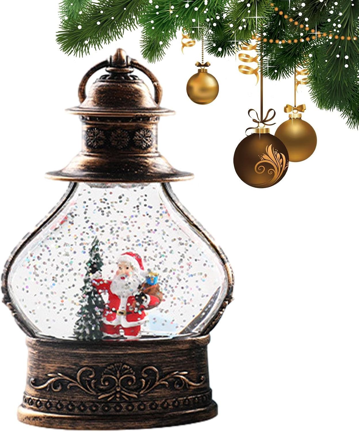 Amazon.co.jp Christmas Snow Globe Lantern, Christmas Lights Swirling Snow Globe Rotating