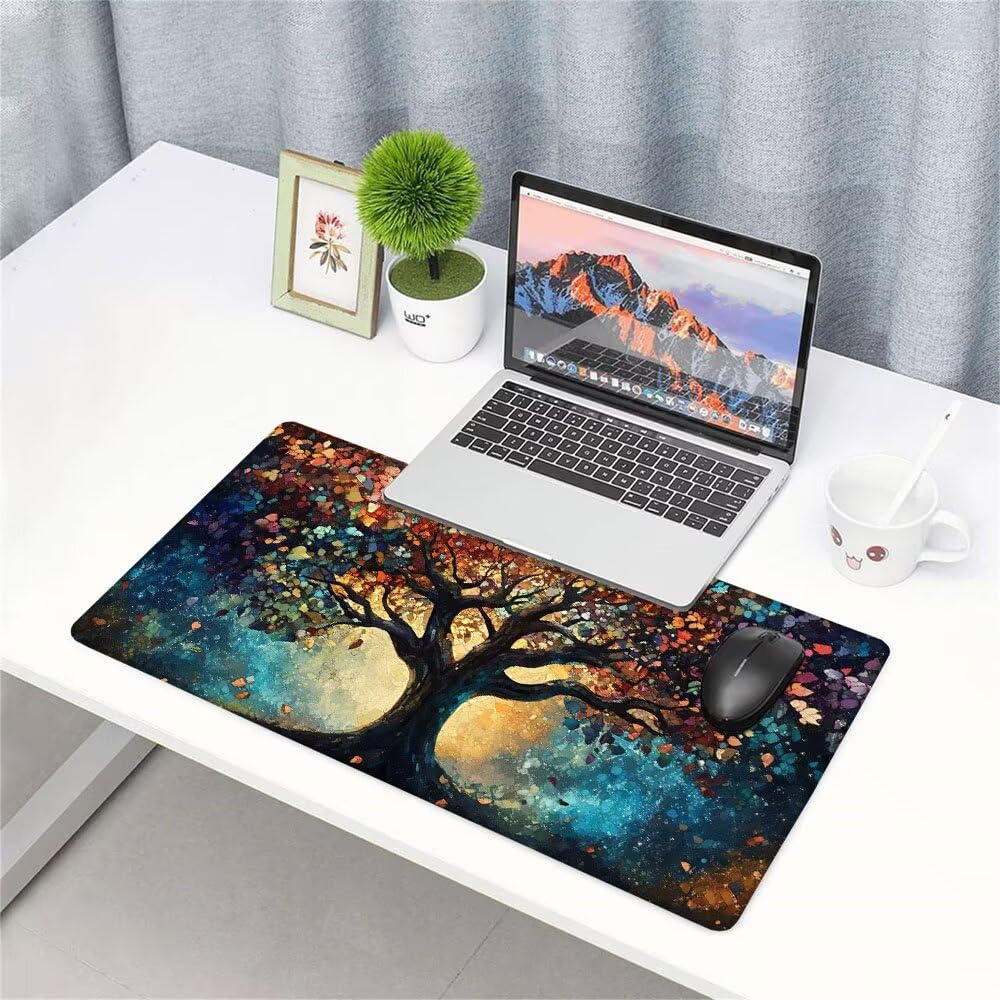 Alfombrilla de Mouse para Juegos, Colore, XXL, Antideslizante, Impermeable, Diseño de Albero, Extendido, Grande, 1200x600x3mm, para PC, Laptop, Ufficio, Famiglia d-200