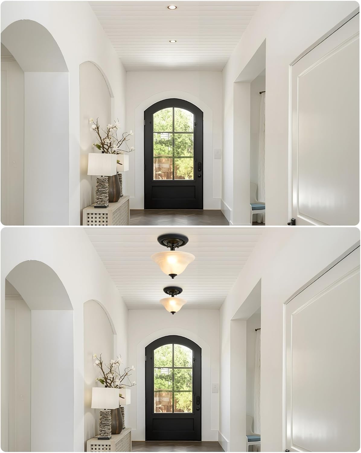 Luvkczc 2-Pack Recessed Can Light Conversion Kit for 5" and 6" Ceiling Fixtures - Pendant/Hanging Light Upgrade, Includes E26 Socket, Mounting Bracket, Round Ceiling Plate（Black）