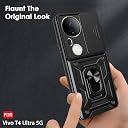 TheGiftKart Tough Armor Bumper Back Cover Case for Vivo T4 Ultra 5G | Sliding Camera Cover, Kickstand & Ring Holder | 360 Degree Protection Back Cover Case for Vivo T4 Ultra 5G (PC & TPU, Black) gallery image