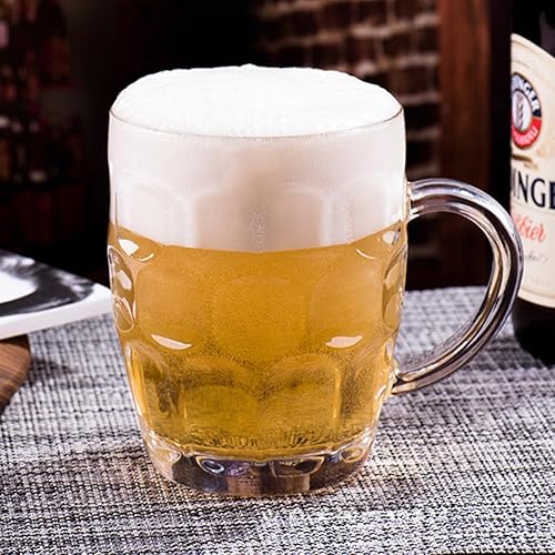 Miniatura 5 de TUSAPAM Dimple Stein - Juego de tazas de cerveza de 20 onzas con asa, tazas de cerveza de vidrio, aptas para lavavajillas y congelador,