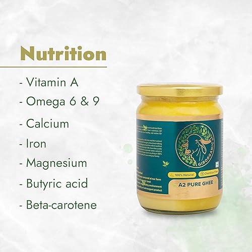 Miniatura 6 de GirOrganic Ghee A2 alimentado con pasto  Mantequilla clarificada (16 onzas)  Mantequilla de ghee de vaca sin sal  Aceite de ghee orgánico, criado en