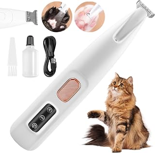 Cortapelos eléctrico para perros, con LED y USB, para depilación de patas, ojos, orejas, cara y mortero, color blanco