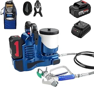 BANGBANGJI Electric Airless Paint Sprayer, Battery Paint Sprayer, 6 Adjustable Speeds, Lightweight 2.8kg Design & 1.1L/Min Flow Rate for Cabinets, Decks, Metal Railings 1Battery