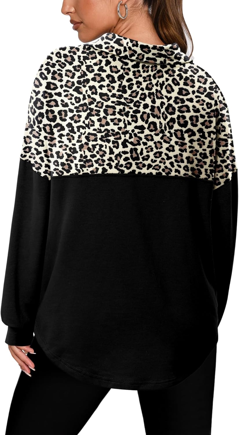 Magritta Womens Sweatshirt Casual Loose Fit Waffle Knit Half Zip Pullover Long Sleeve Lapel Tops - Image 5