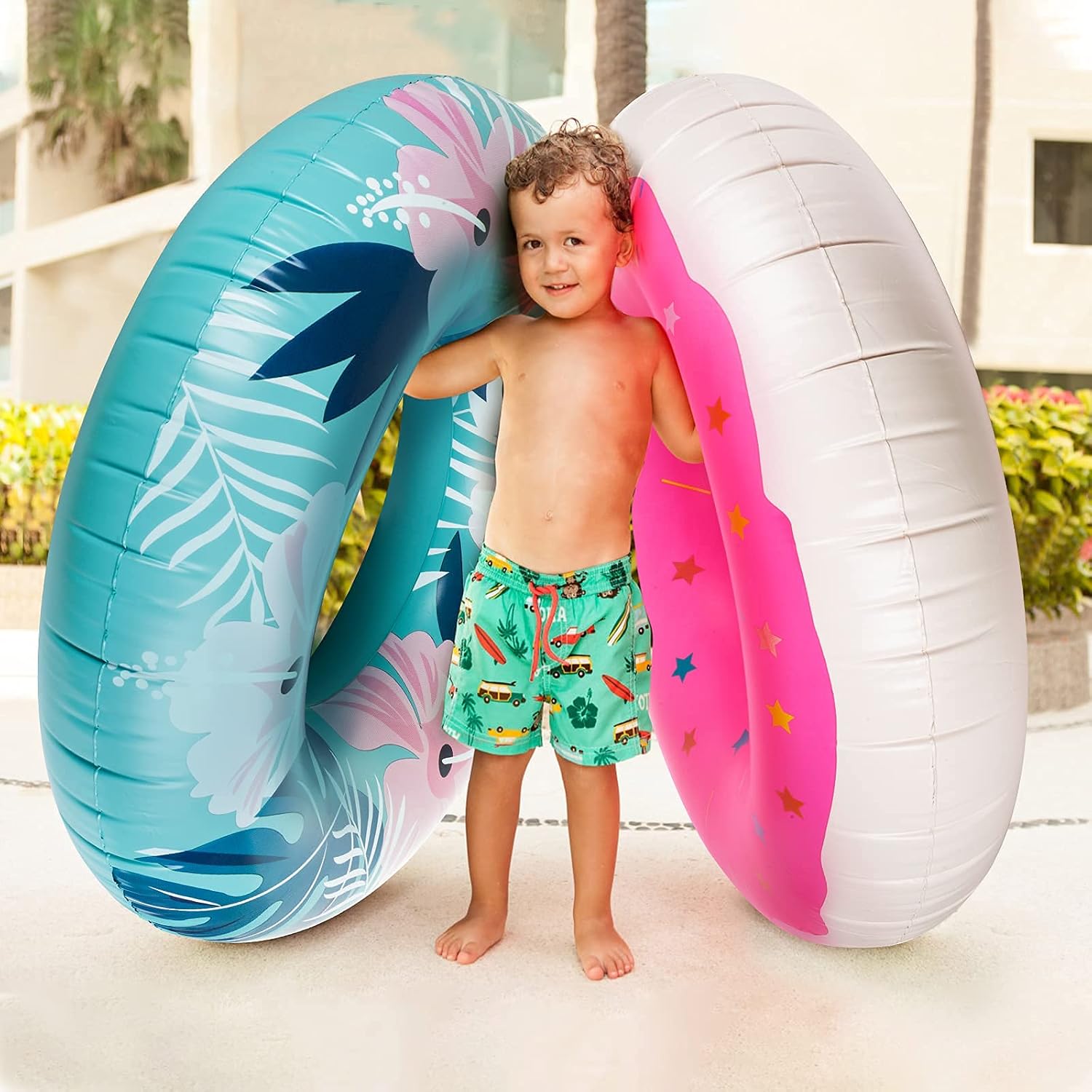 BUYMAX Inflatable Pool Floats, 35.4 inch Swimming Ring, Medium-Sized Swim Tube for Kids and Adults, Pool Inner Tubes for Pool & Beach, Floating Ring for Party and Gift
