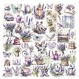 CATaireen Vintage Vellum Stickers Floral Plants Elements Scrapbooking Supplies Flowers Botanic Natural Translucent Paper Self-Adhesive Junk-Journal Items (Lavender)