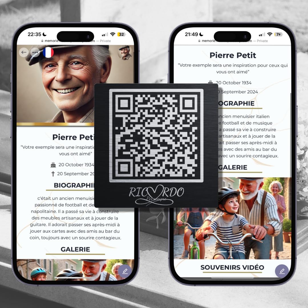 QR pour pierres tombales avec Mémoire Numérique - support QR code funérailles