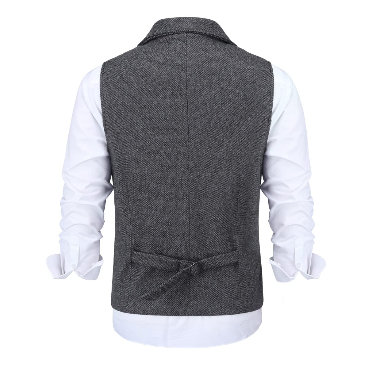 Allthemen Chaleco de hombre Solapa Tweed Traje de lana Chaleco Formal Regular Fit Chaleco de hombre Retro Boda de negocios