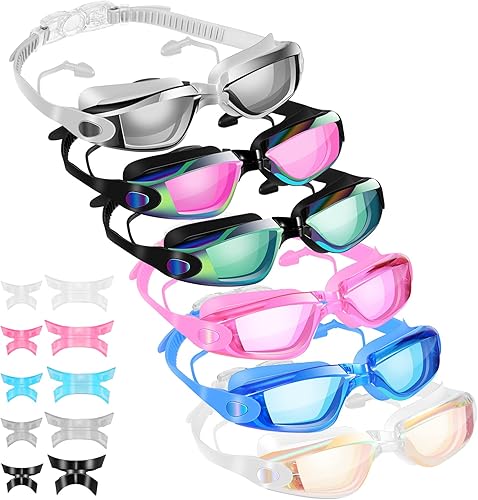Miniatura 7 de Fabbay Paquete de 6 gafas de natación antivaho sin fugas, protección completa, para adultos, mujeres, hombres y jóvenes Color fresco