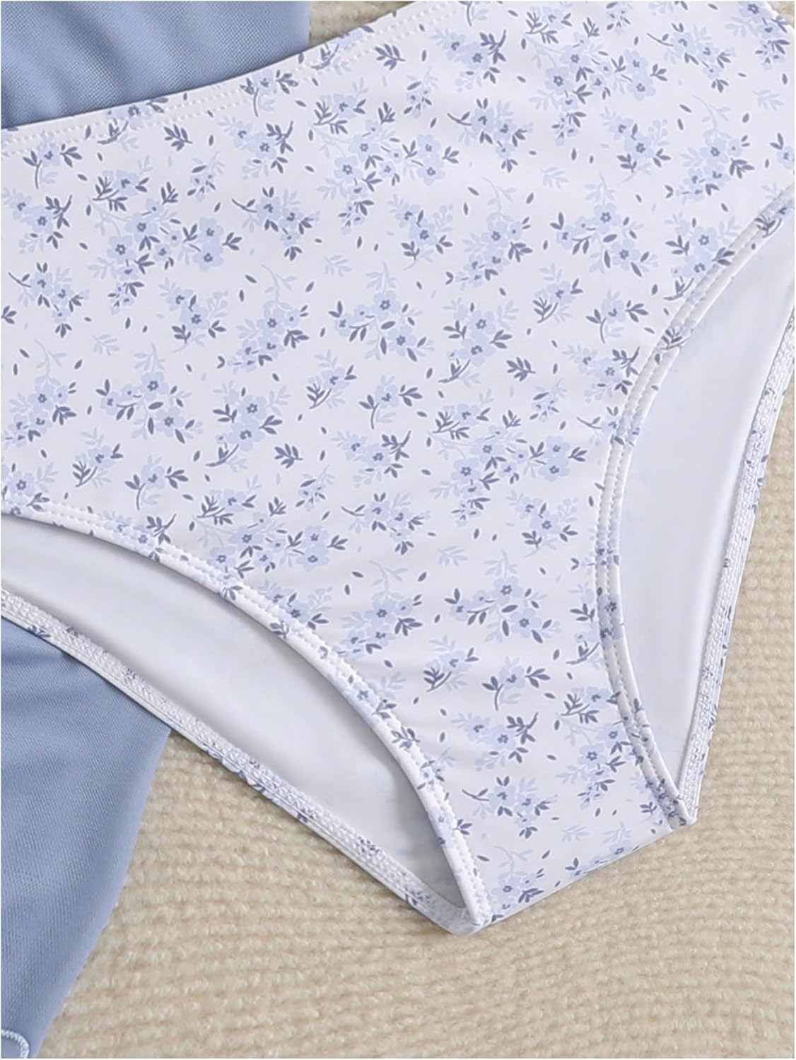 Girl's 3 Piece Swimsuits Floral High Waisted Bikini Bathing Suit with Mesh Coverups Skirt - Image 5