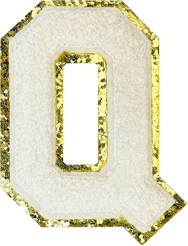Miniatura 132 de Jongdari Letras termo-adhesivas para ropa, parche de letras de felpilla con brillantina del alfabeto, apliques para coser con adhesivo planchado, 8