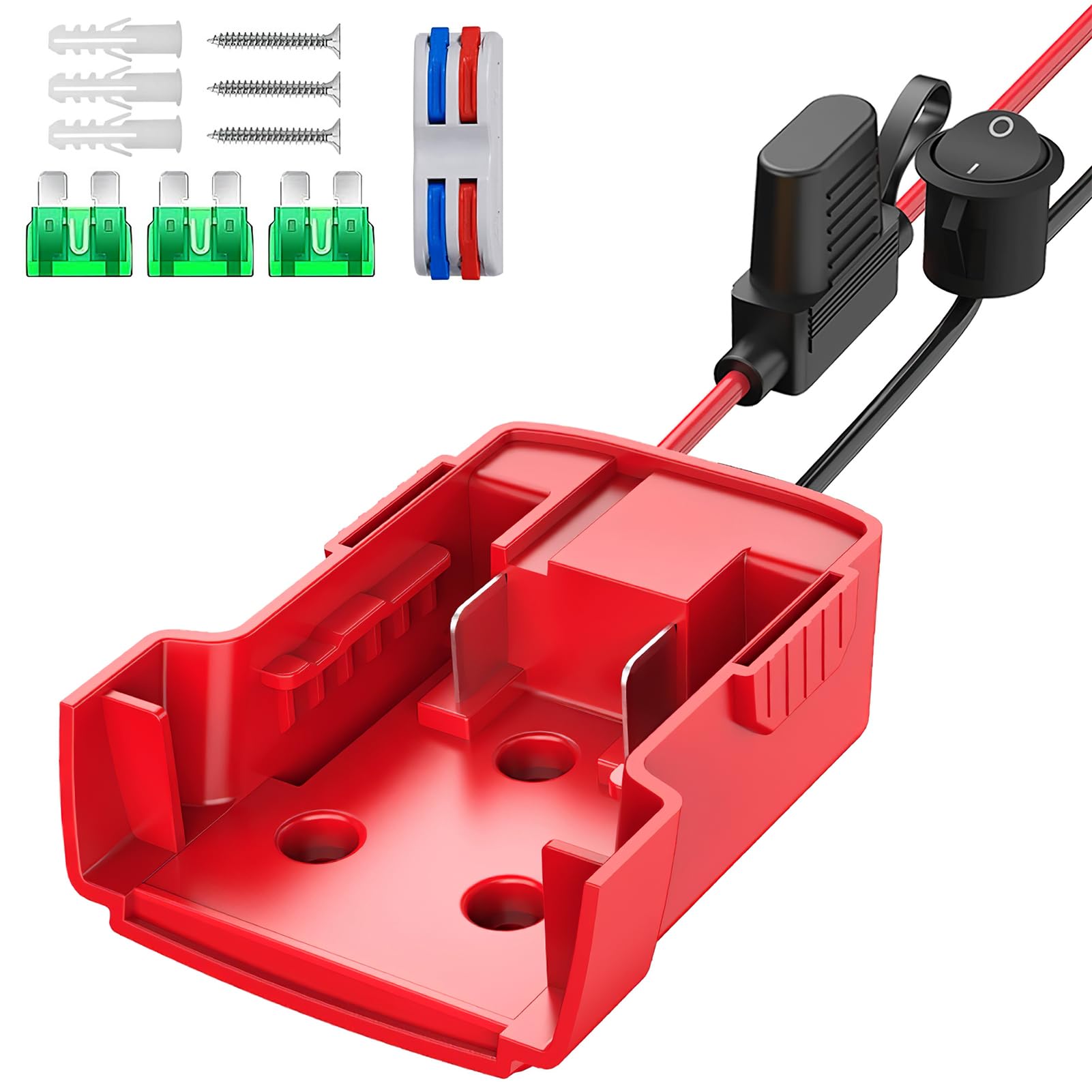 M18 Adapter Power Wheels Adapter for Milwaukee 18V Battery Conversion Kit 14AWG Wire Terminals with Fuse Holder 3PCS 30Amp Fuses Connector for RC Toys Robotics DIY Cars