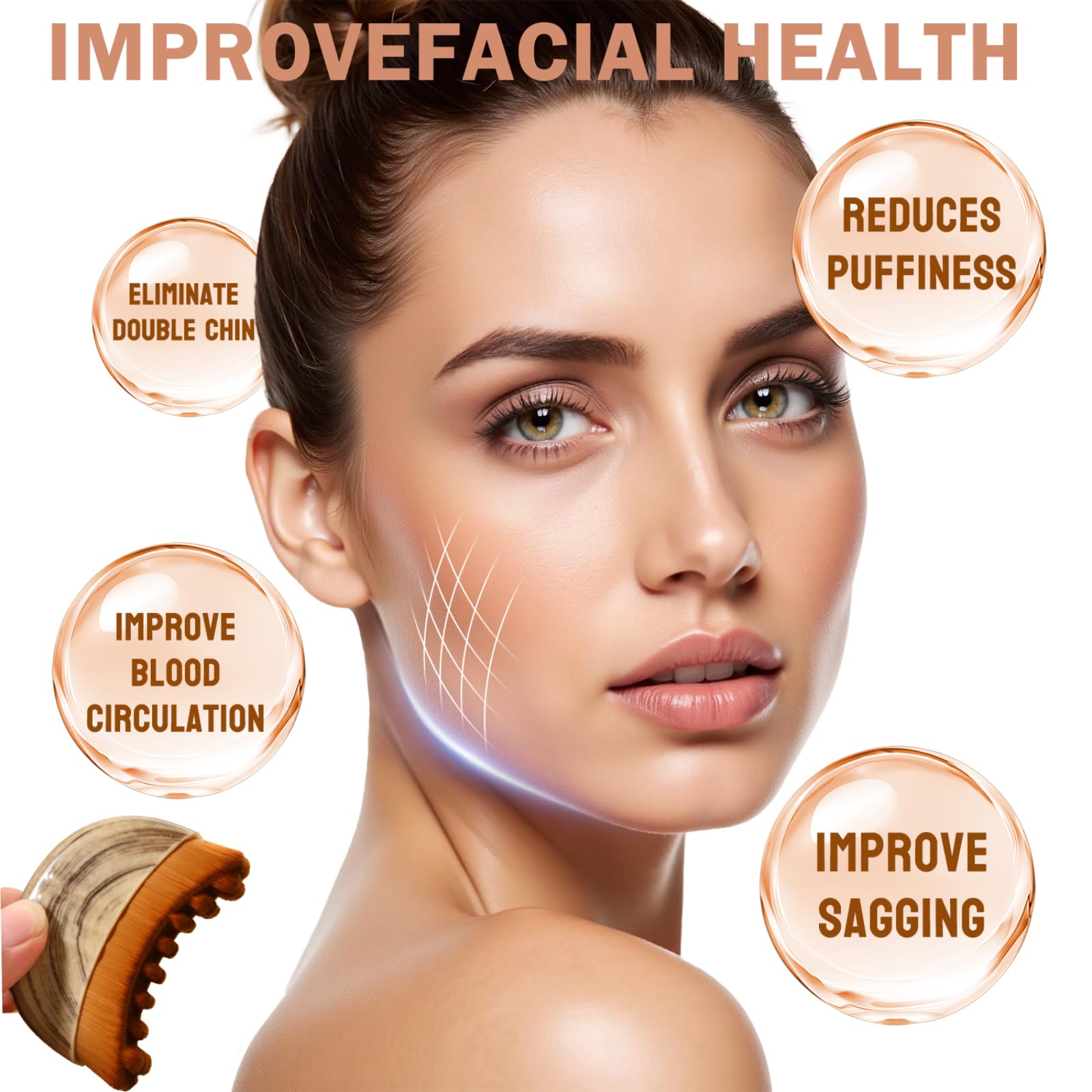 2 x lymphatische Kontur-Gesichtsbürste mit Gua-Sha-Werkzeug, Trockenbürsten, Gesichtsbürste, Lymphdrainage-Massagegerät für Gesicht, Kinn und Kieferpartie, Formgebung und Linderung von Müdigkeit