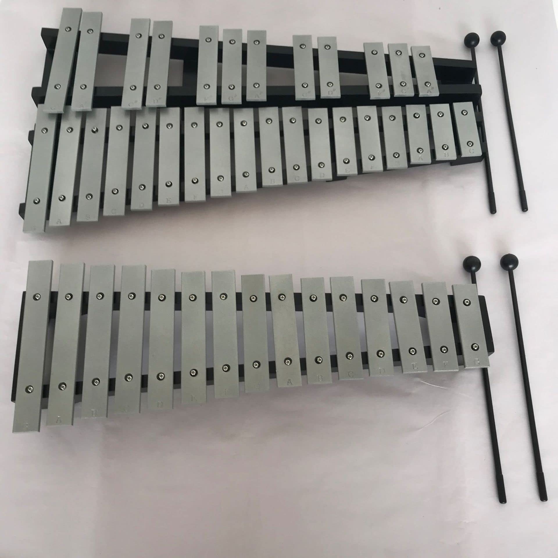 Xylophon 15-Ton-Aluminium-Xylophon 30-Ton-Klapp-Aluminium-Glockenspiel 15-Ton-Xylophon 30-Ton-Xylophon (Farbe: Silber, Größe: 15)