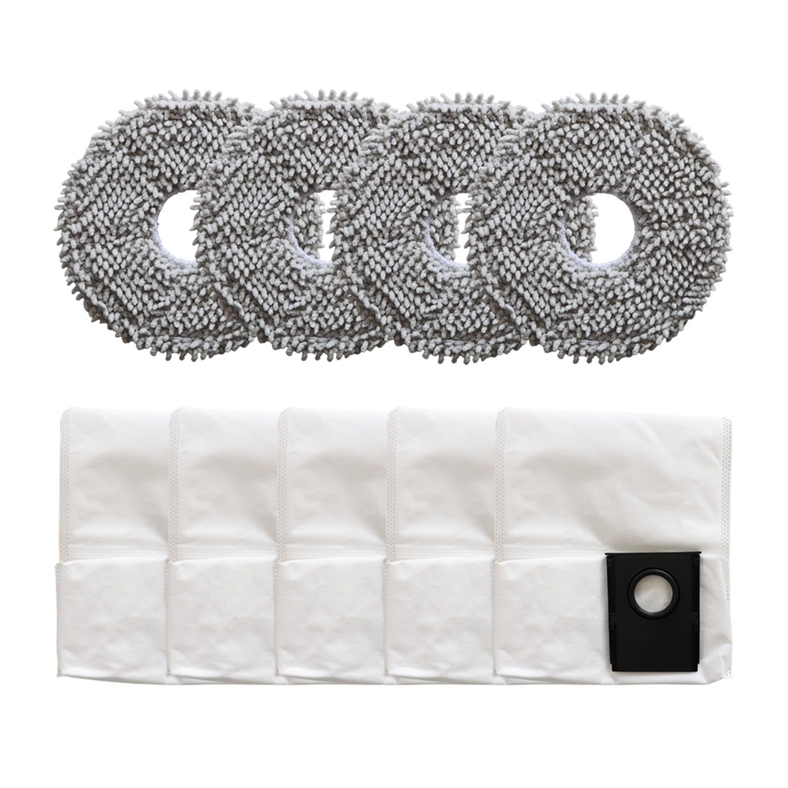 Sacs en tissu pour serpillière, compatibles avec Eureka, J15 For Robot Aspirateur Autovidable Evo Ultra, 4 tampons de serpillière, 5 sacs à poussière, compatibles avec Midea, V16.