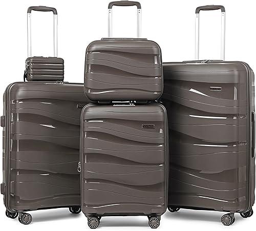 Miniatura 1 de Melalenia Juego de maletas de equipaje de mano, maleta rígida expandible de polipropileno con ruedas giratorias, equipaje de viaje con cerraduras