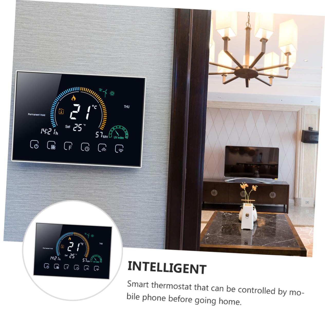 Housoutil Termostato Intelligente per Riscaldamento a Pavimento 8000 Schermo Lcd 4.8 Pollici, Controllo della Temperatura Domestico con Tolleranza ±1°c, Design Moderno e Nero