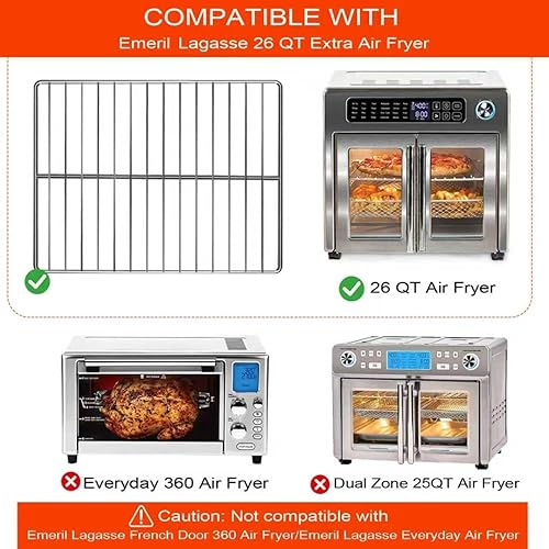 Miniatura 3 de Piezas de repuesto para freidora de aire Emeril Lagasse de 26 cuartos de galón, 12.5 x 11.5 pulgadas de acero inoxidable para freidora de aire,