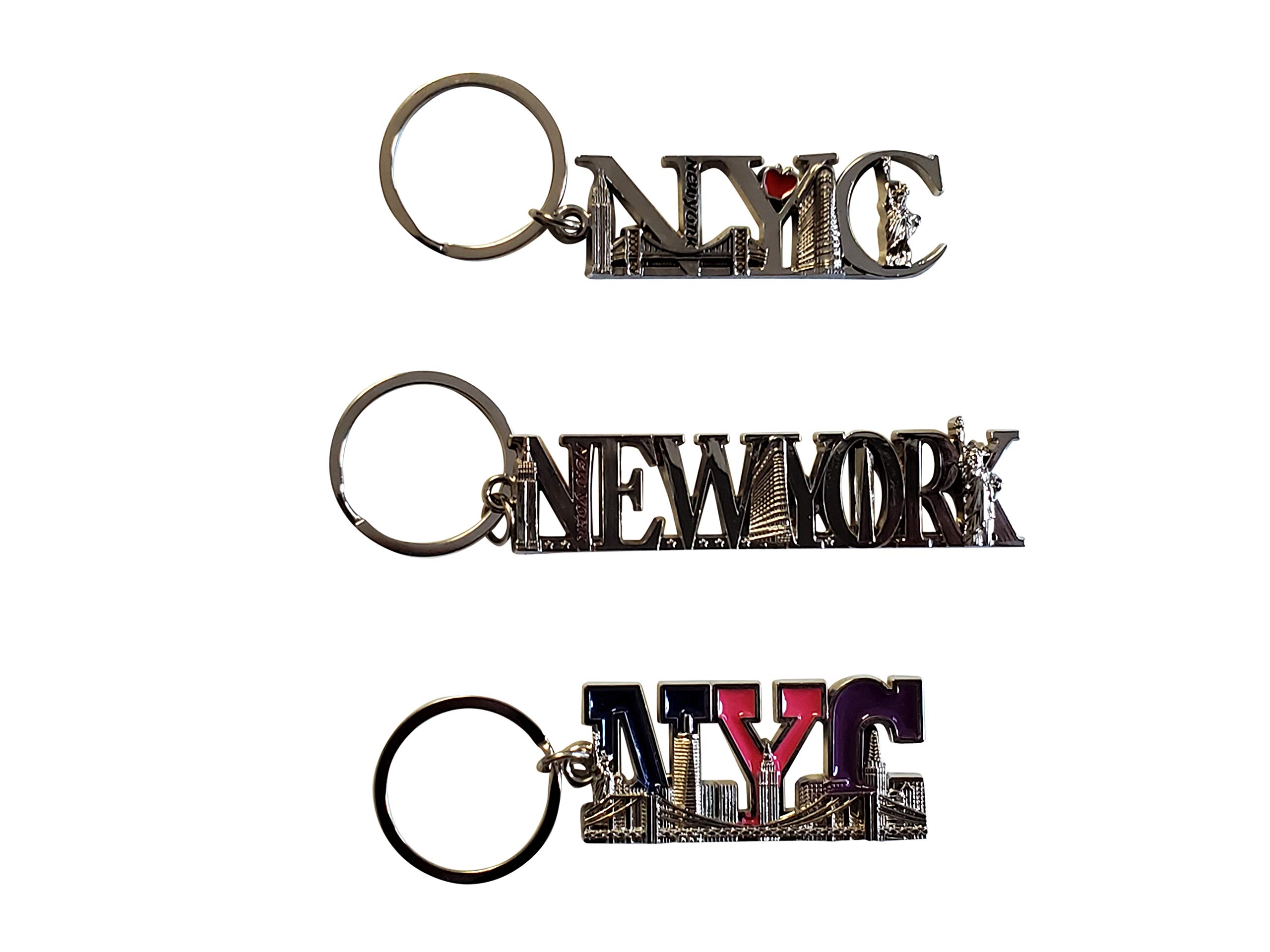 12 Pack NYC Souvenir Collection New York Metal Keychain Ring Bundle Bulk Includes 4pc Bottle Opener,Empire State, Freedom Tower, Statue Of Liberty, USA Flag,NY Cab, Apple & Moree