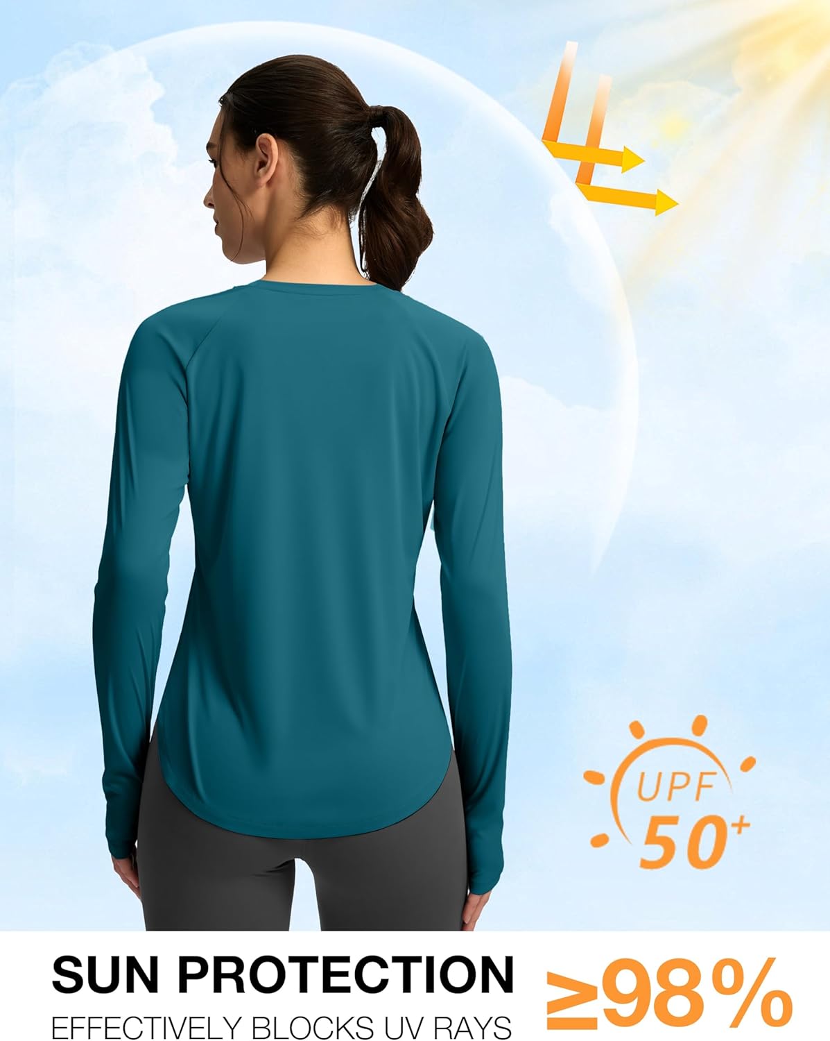 Soothfeel Women's UPF 50+ UV Protection Lightweight Quick Dry Long Sleeve Workout Shirt - Image 3