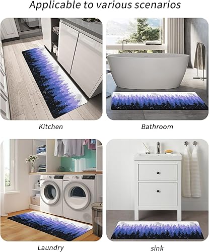 Miniatura 6 de Tapete de baño de bosque negro morado para bañera, tapete antideslizante de secado rápido y absorbente, tierra de diatomeas, fregadero de diatomeas,