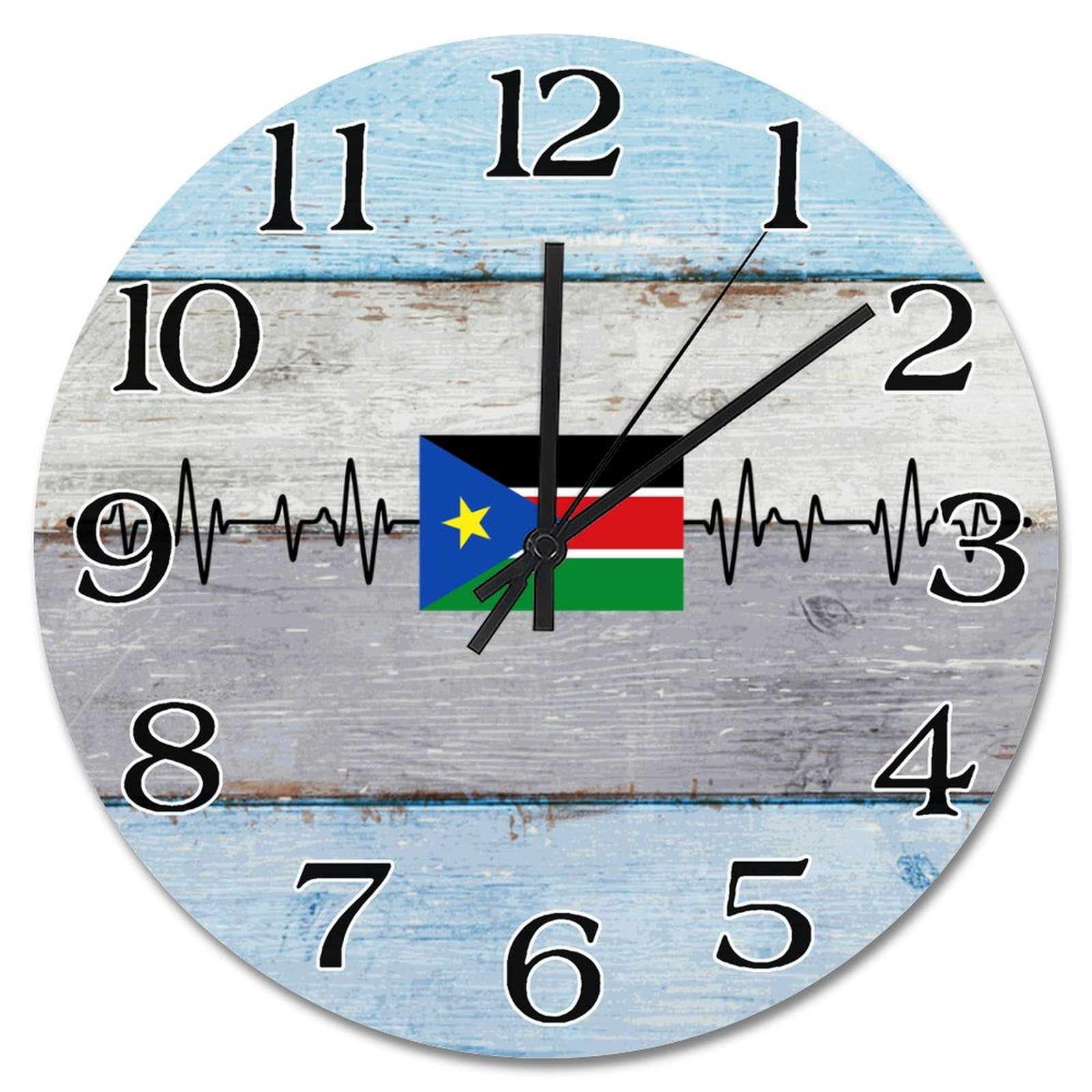 Horloge murale ronde à piles décoration rustique chambre et bureau 25 cm