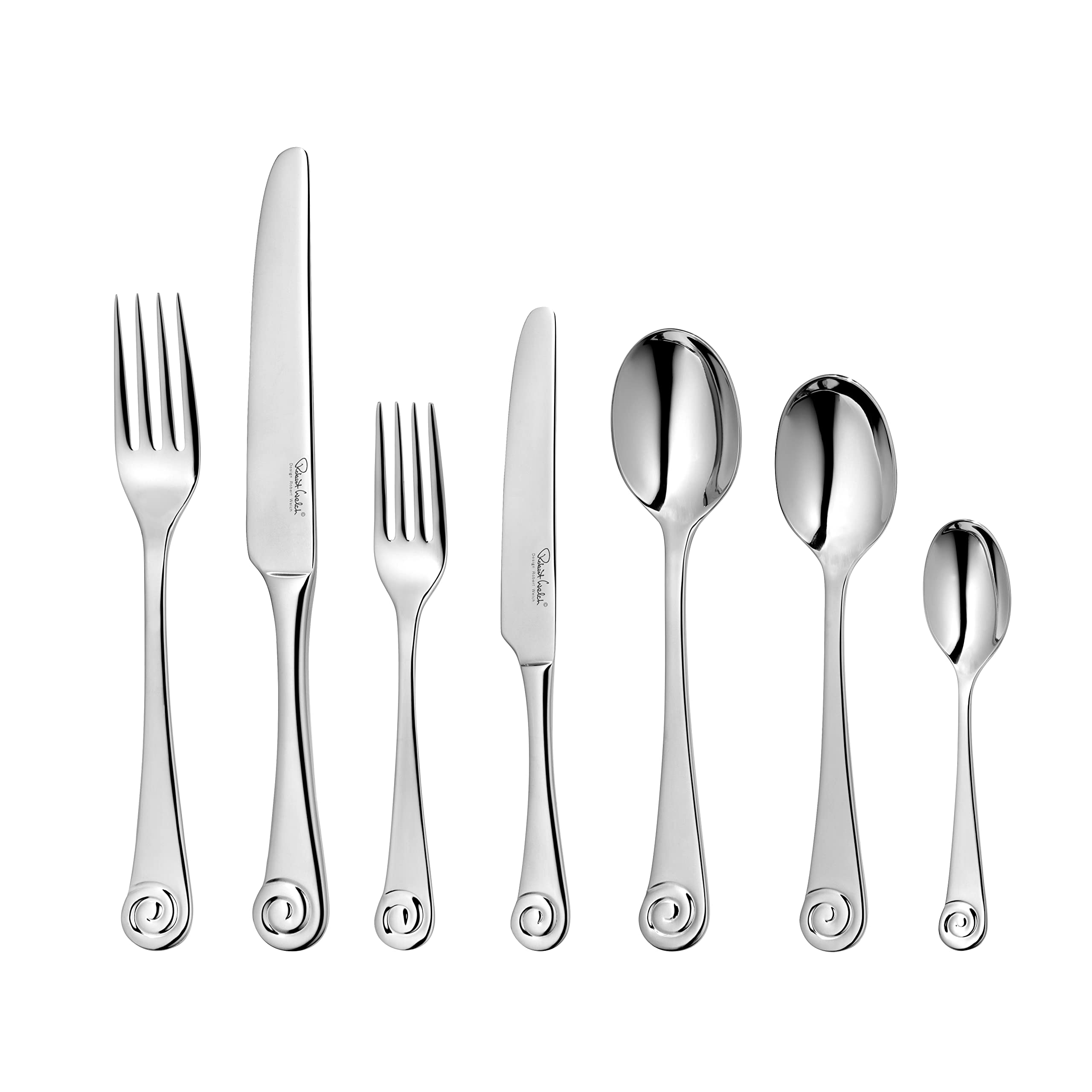 Robert Welch Ammonite Bright, 56 Piece Cutlery Set for 8 People. Made from Stainless Steel. Dishwasher Safe.
