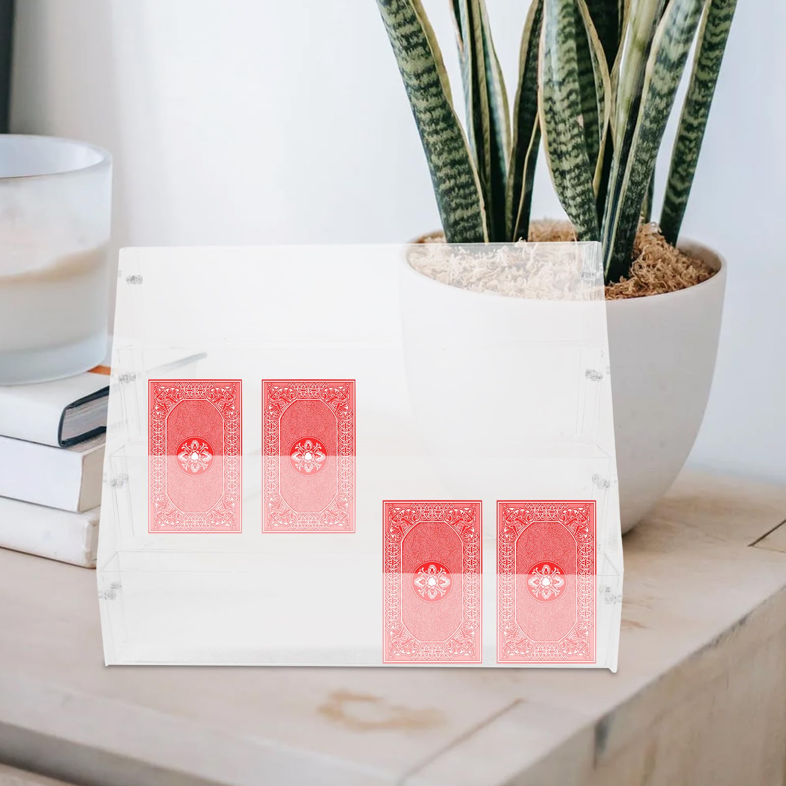 Holibanna Expositor Niveles en Acrílico Escalonado de Transparente de 4 Estructura Estable y Fácil Mantenimiento para Tarjetas Coleccionables Adecuado para Interiores