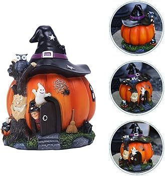 Amazon.co.jp: ハロウィンの魔女カボチャハウスの置物