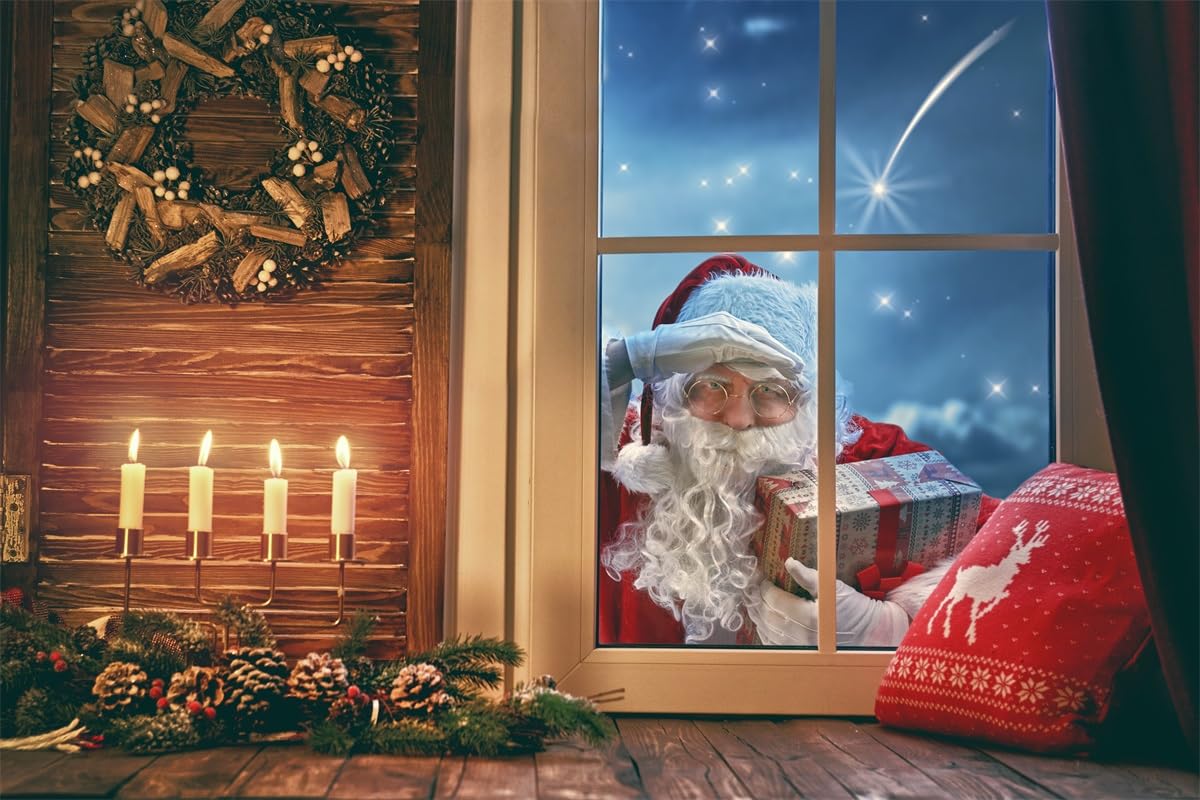 Weihnachtsfotohintergrund 3x2,4 M – Rustikaler Weihnachtsmann & Baum Für Fotoshootings & Partydeko