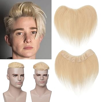 Amazon Com Sego Men S Hairline Toupee 100 Human Hair Forehead Hairline Replacement Hairpiece V Shape Mens Topper Pu Thin Skin Base Natural Hairline Base Size 1 5 X7 Hair 6 Long Platinum Blonde Beauty Personal Care