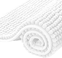 Subrtex Chenille Bath Rug Mat 24x36 White - Ultra Plush 1400GSM, Super Absorbent, Non-Slip, Machine Washable Shower Mat