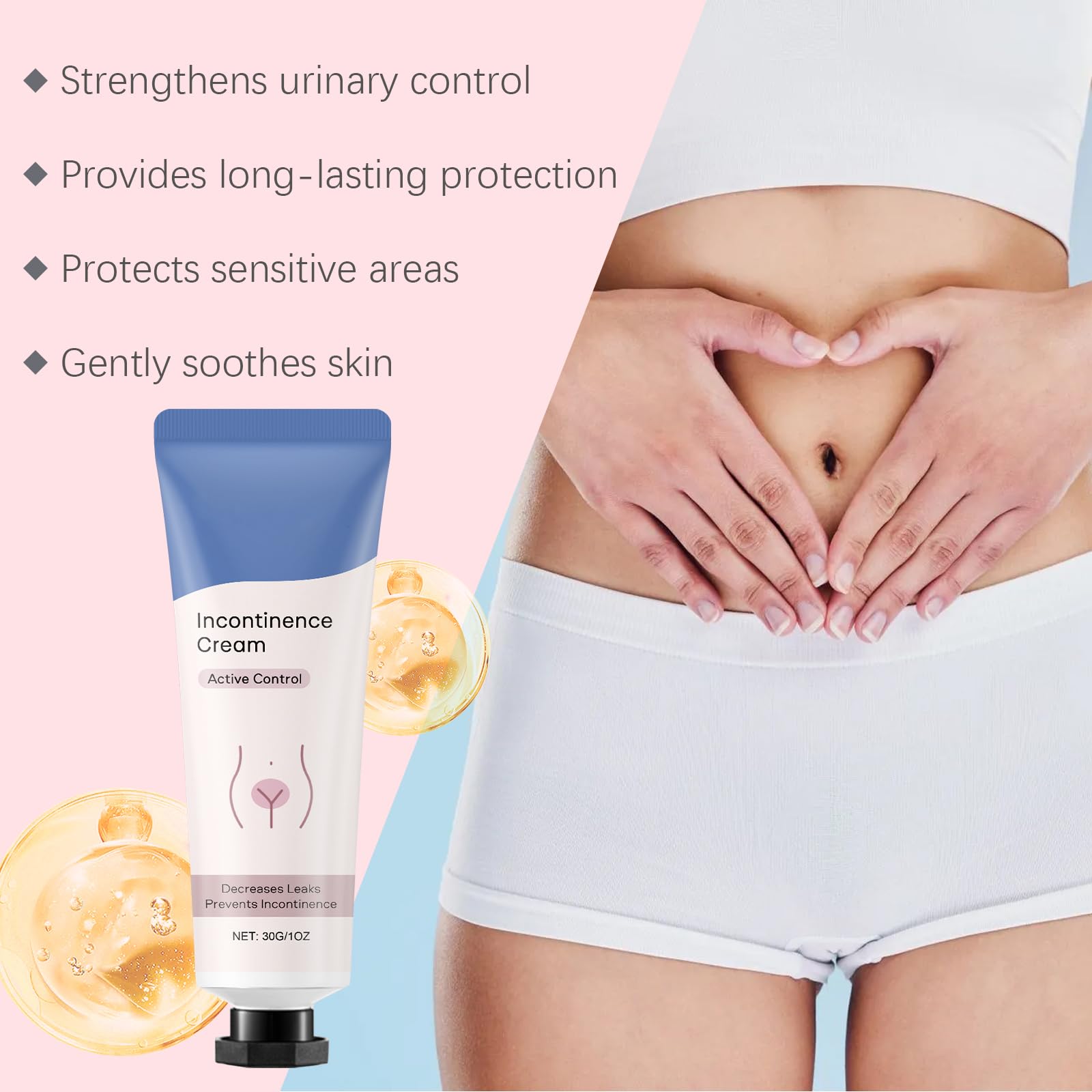 Inkontinenzcreme für Frauen, natürliche Formel, hautschützend, lindert Beschwerden, sanfte, beruhigende, leichte, nicht fettende Intimpflege für die tägliche Anwendung, kühlender (6PCS)