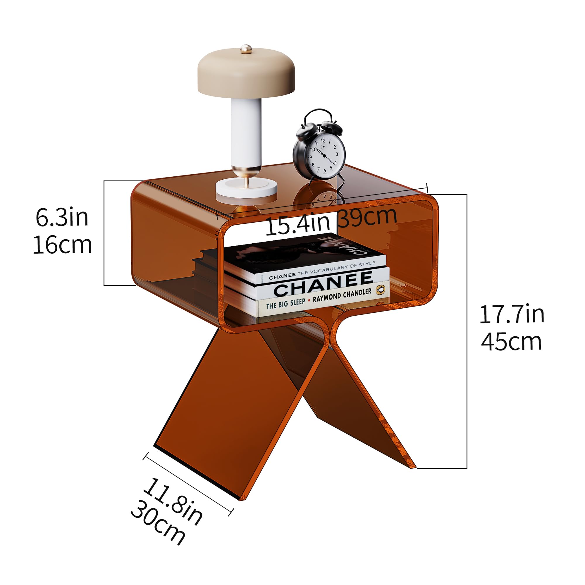 solaround Tavolino da Salotto in Acrilico, Tavolino da comodino, Tavolino per Soggiorno, Camera da Letto (Marrone Scuro)