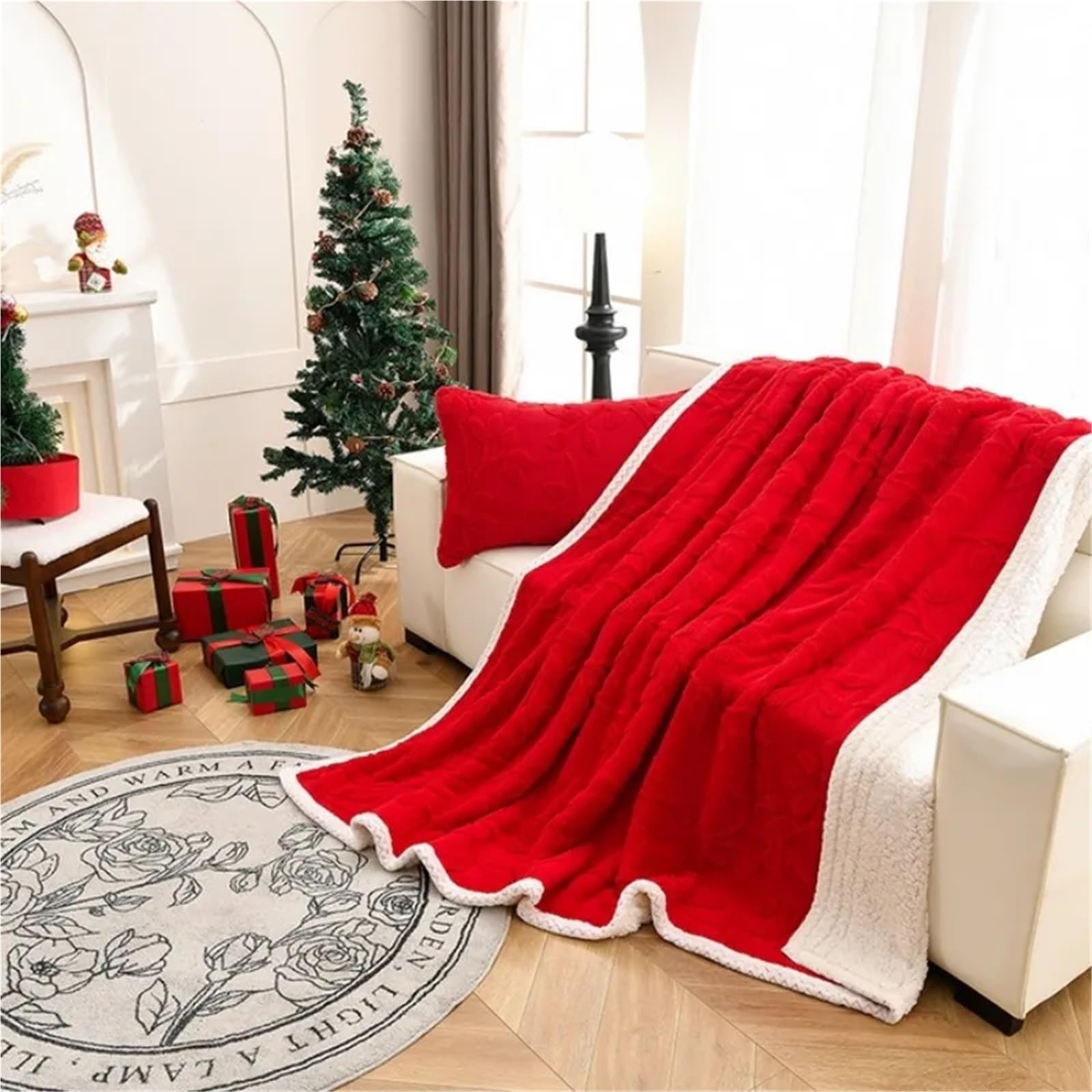 Couverture de Noël épaisse anti-froid pour grand lit et canapé