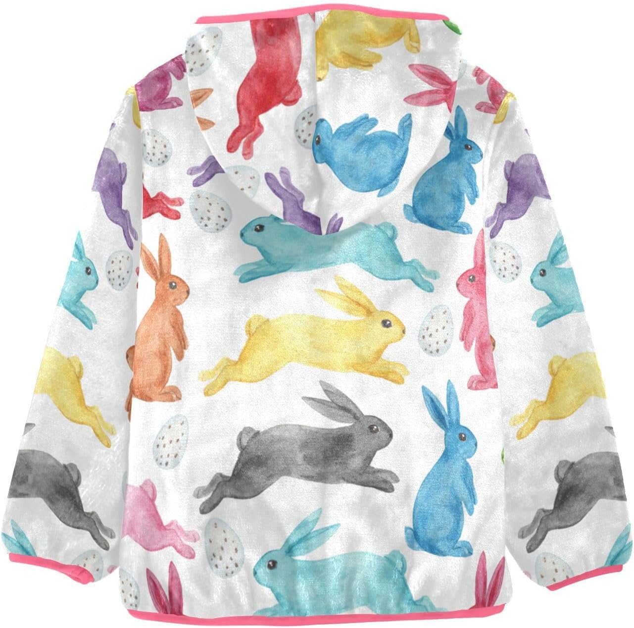 ALAZA Watercolor Rabbit Bunny Hoodie Jacket for Girls Toddler Fleece Zip Up Coat Plush Jacket for 3 Years