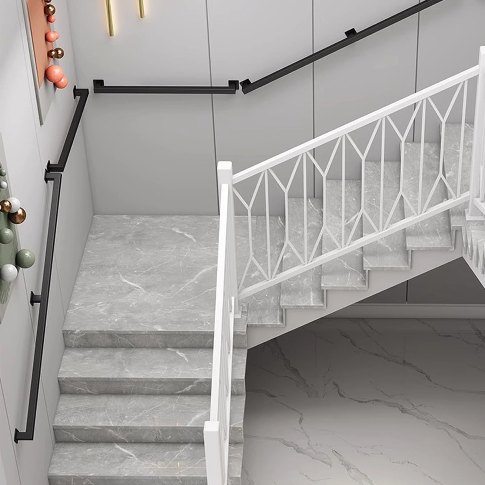 Black Friday Pasamanos De Escalera De Tubo Pasamanos De Escalera De 11 Pies Capacidad De Carga De 440 Libras Pasamanos De Tubo De Acero Al