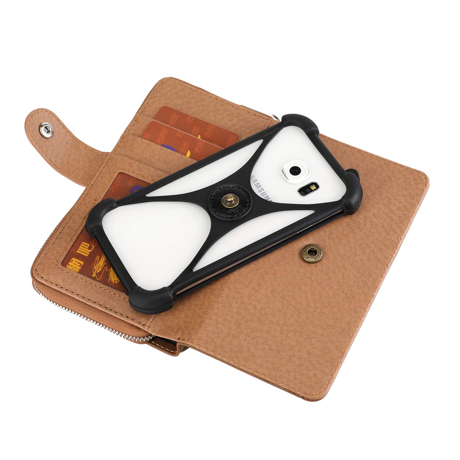 Custodia A Portafoglio 2 In 1 Per Sharp B10 | Pelle Marrone Con Paraurti | Cover A Libro Con Slot E Protezione Fotocamera - 3