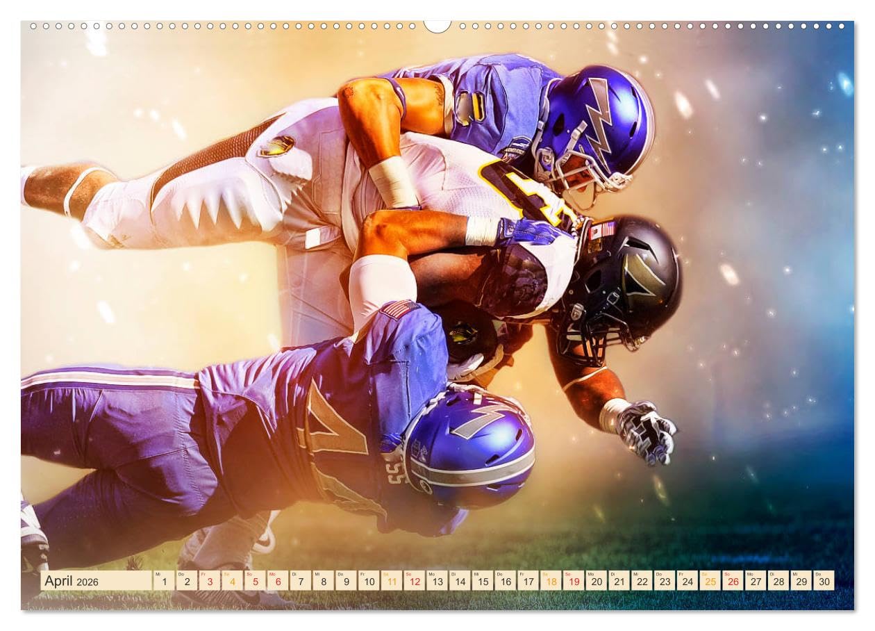American Football - Fight (hochwertiger Premium Wandkalender 2026 DIN A2 quer), Kunstdruck in Hochglanz: American Football, Teamsport der ... in Wasserfarben-Technik. (CALVENDO Sport)