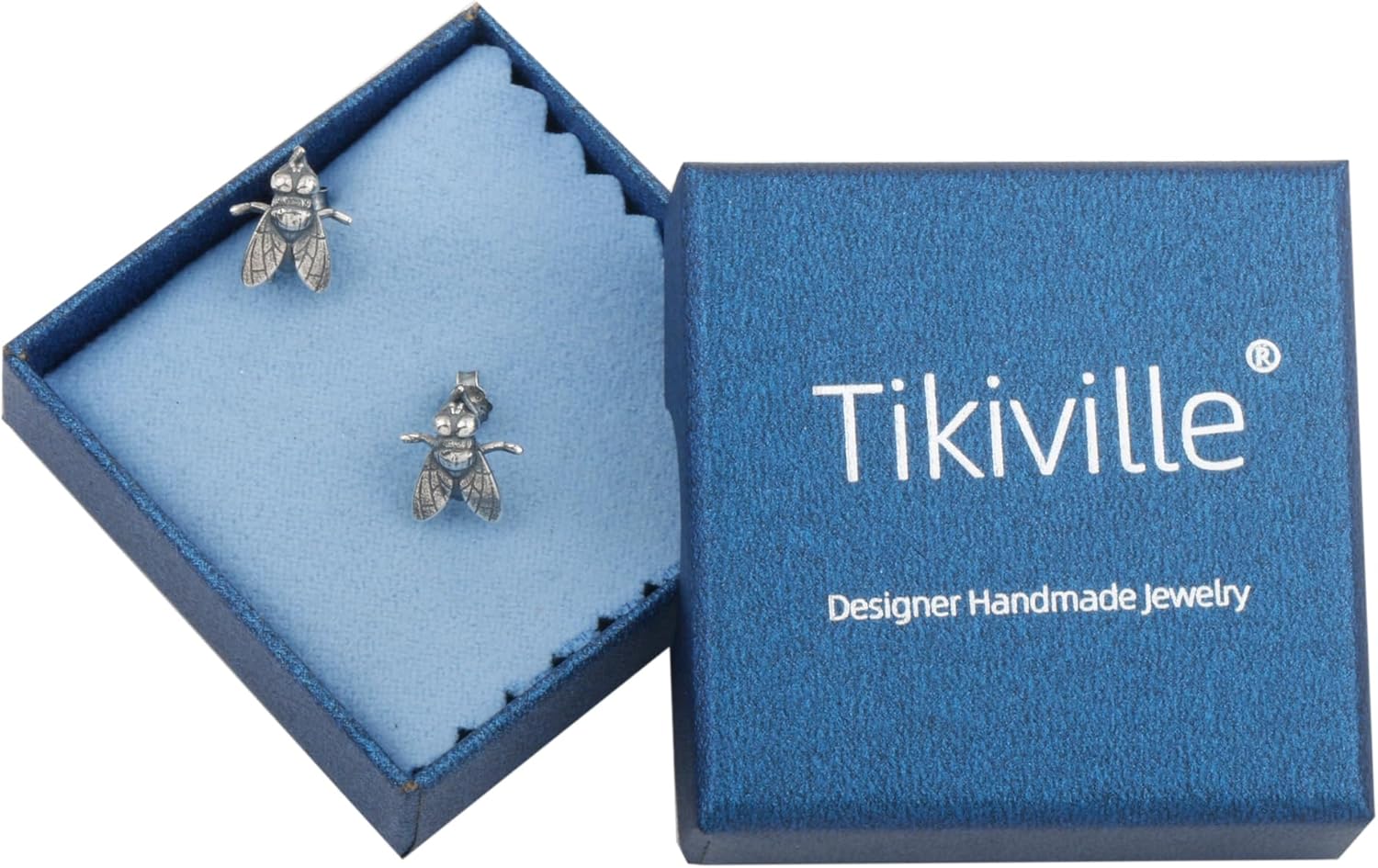 House Fly Earrings 925 Sterling Silver Cool Novelty Bug Flies Studs for Men Women